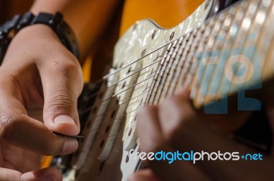 Solo Guitar, Guitar Player Stock Photo