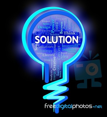 Solution Lightbulb Indicates Succeed Achievement And Goals Stock Image