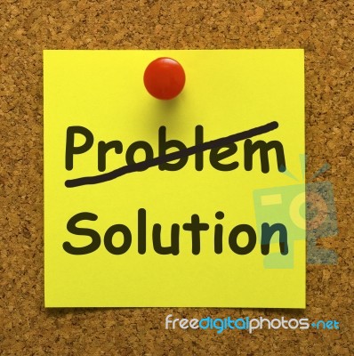 Solution Note With Pushpin Stock Photo