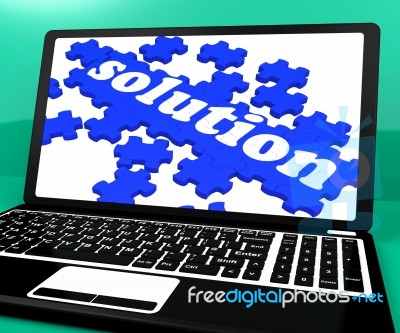Solution Puzzle On Notebook Showing Computer Applications Stock Image