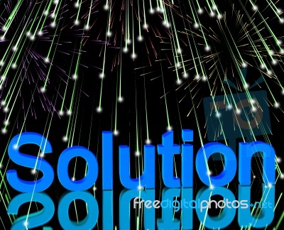 Solution Word With Fireworks Stock Image