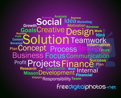 Solution Words Shows Success Resolution Solving And Solved Stock Image