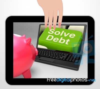 Solve Debt Key Displays Solutions To Money Owing Stock Image