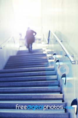 Somebody Walking Up Stairs Stock Photo