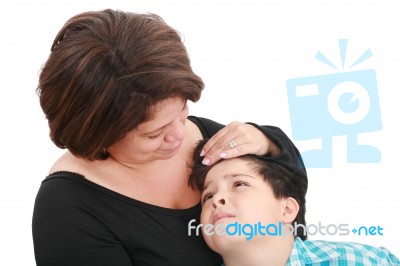 Son With Affectionate Mother Stock Photo