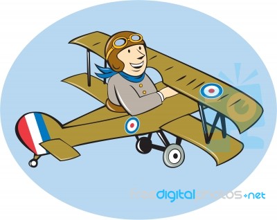 Sopwith Camel Scout Airplane Cartoon Stock Image
