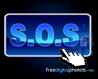 Sos Button Indicates World Wide Web And S.o.s Stock Image