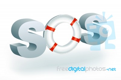 Sos With Lifebouy Stock Image
