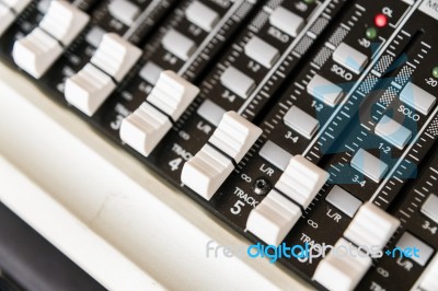 Sound Mixer Control Panel. Sound Controller Recording Studio. Mu… Stock Photo
