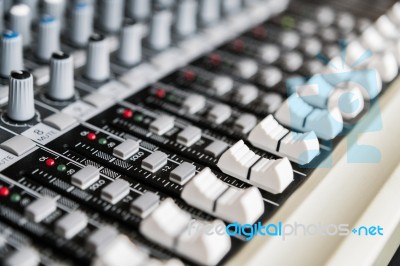 Sound Mixer Control Panel. Sound Controller Recording Studio. Mu… Stock Photo