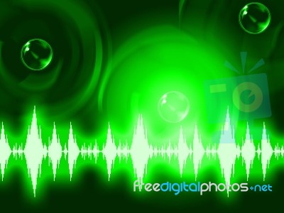 Sound Wave Background Shows Glowing Background Or Equalizer Wall… Stock Image