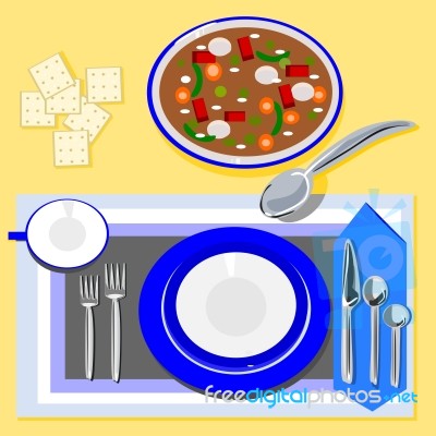 Soup And Crackers Stock Image