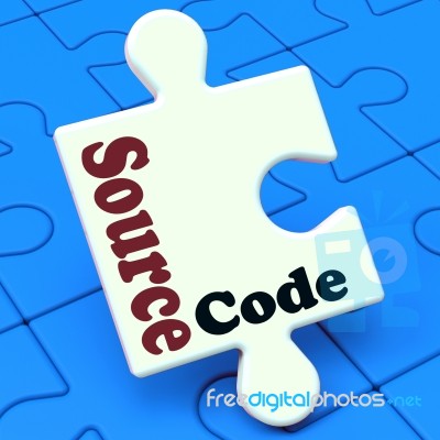 Source Code Puzzle Shows Software Program Or Programming Stock Image