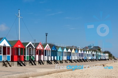 Southwold, Suffolk/uk - June 2 : Colourful Beach Huts In Southwo… Stock Photo