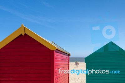 Southwold, Suffolk/uk - June 2 : Colourful Beach Huts In Southwo… Stock Photo
