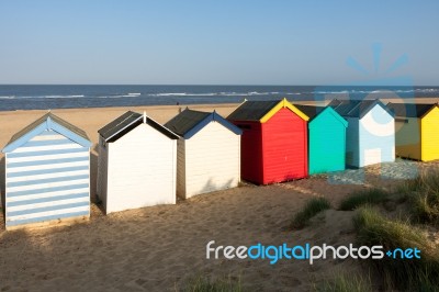 Southwold, Suffolk/uk - May 31 : Colourful Beach Huts At Southwo… Stock Photo
