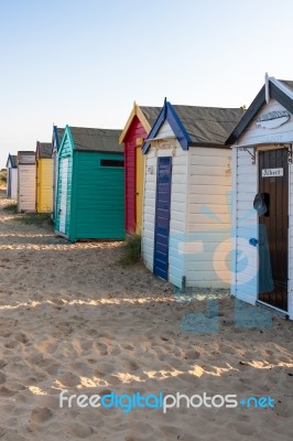 Southwold, Suffolk/uk - May 31 : Colourful Beach Huts At Southwo… Stock Photo