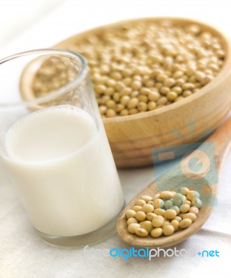 Soy Milk With Beans Stock Photo