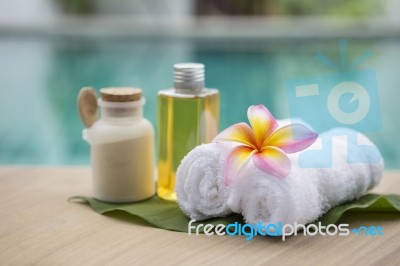 Spa Concept At Poolside Background Stock Photo