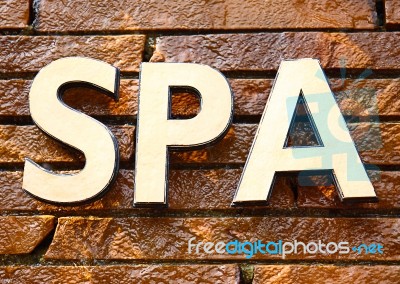 Spa Sign On Wall Stock Photo