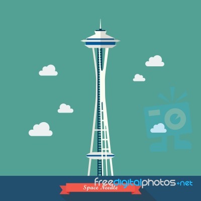 Space Needle. Observation Tower In Seattle.  Illustration Stock Image