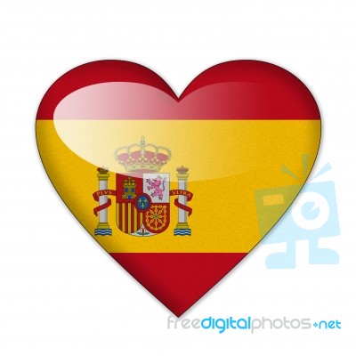 Spain Flag In Heart Shape Stock Image