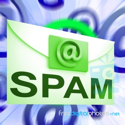 Spam Envelope Shows Security Unwanted Mail Inbox Stock Image