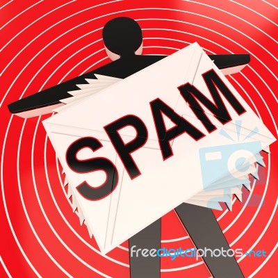 Spam Target Shows Unwanted And Malicious Spamming Stock Image