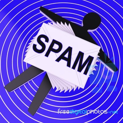 Spam Target Shows Unwanted Electronic Mail Inbox Stock Image