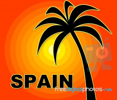 Spanish Holiday Indicates Go On Leave And Summer Stock Image
