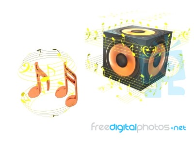 Speaker And Music Notes Stock Image