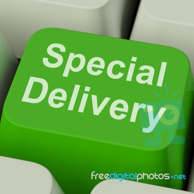 Special Delivery Key Shows Secure And Important Shipping Stock Image