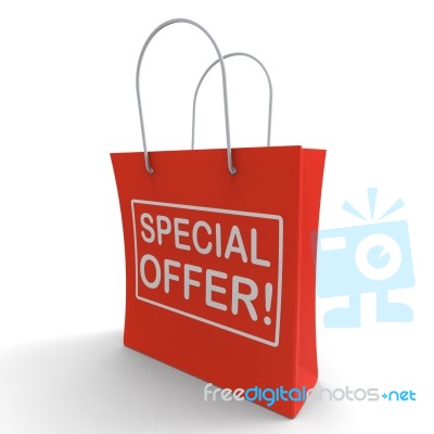 Special Offer Shopping Bag Shows Bargain Stock Image