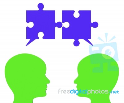 Speech Bubble Means Jigsaw Puzzle And Assemble Stock Image