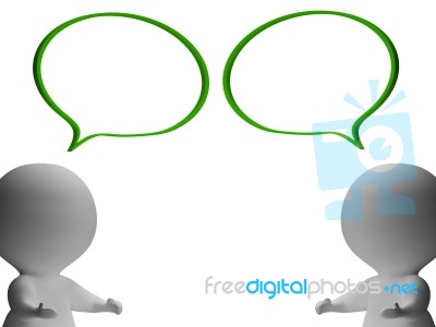 Speech Bubbles And 3d Characters Showing Discussion And Gossip Stock Image