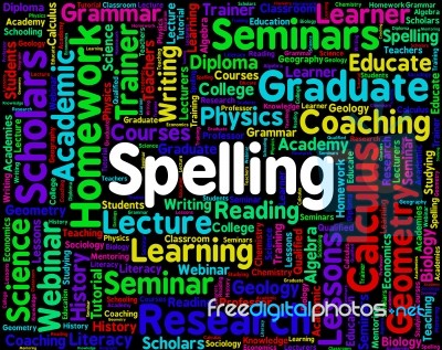 Spelling Word Means Spellings Penmanship And Publisher Stock Image