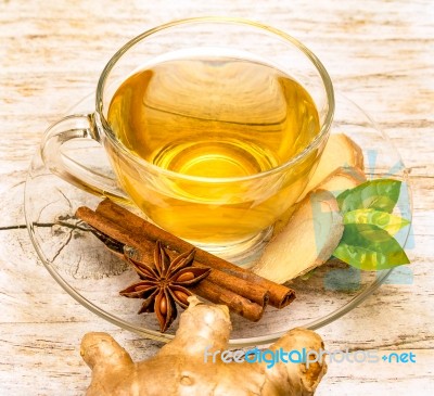 Spiced Ginger Tea Represents Star Anise And Beverages Stock Photo