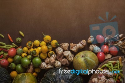 Spices On A Wood Floor Stock Photo