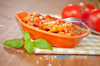 Spicy Chicken Penne Pasta Stock Photo