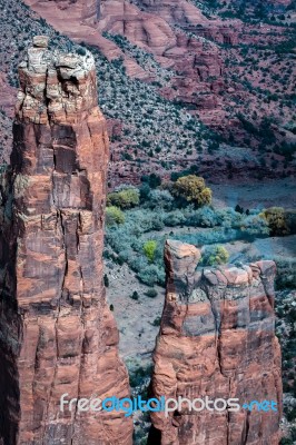 Spider Rock In  Canyon De Chelly Stock Photo