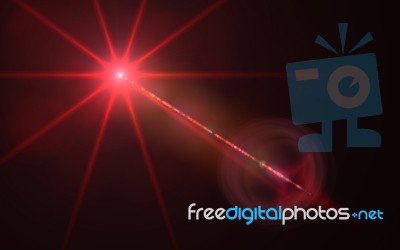 Spike Ball Whit Streak Digital Red Lens Flare In Black Background Horizontal Frame Warm Stock Image