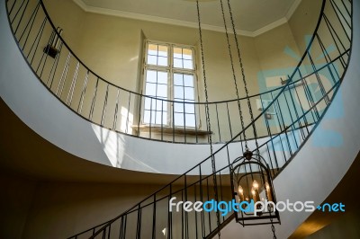 Spiral Staircase At The Wilanow Palace In Warsaw Stock Photo