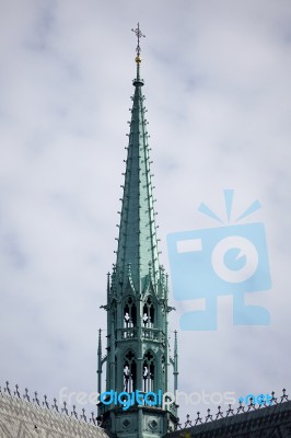 Spire Of St Vitus Cathedral In Prague Stock Photo