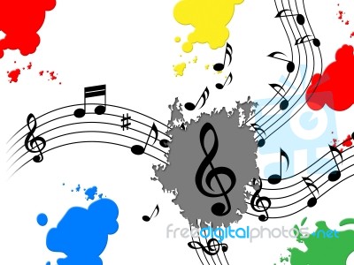 Splash Paint Indicates Bass Clef And Blot Stock Image