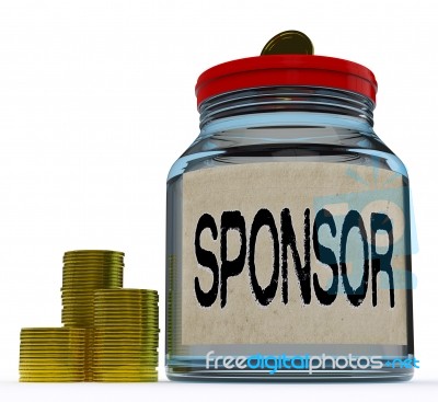 Sponsor Jar Shows Sponsorship Benefactor And Giving Stock Image