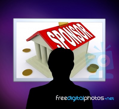 Sponsor On House Or Money Box Man Means Sponsoring Home Stock Image Sponsor On House Or Money Box Man Means Sponsoring Home Stock Image