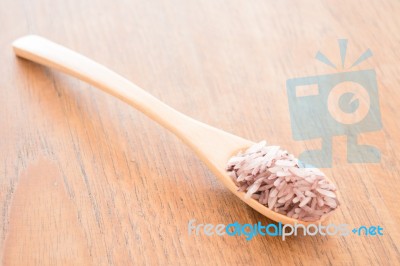 Spoon Of Organic Berry Jusmine Rice Stock Photo