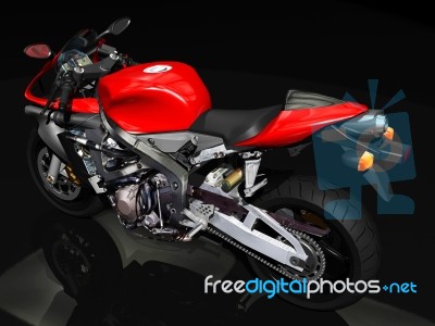 Sport Motorcycle Rear View Stock Image