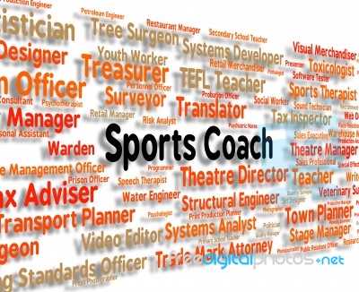 Sports Coach Representing Physical Exercise And Word Stock Image