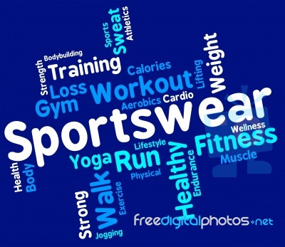 Sportswear Word Indicates Text Sweaters And Wordcloud Stock Image